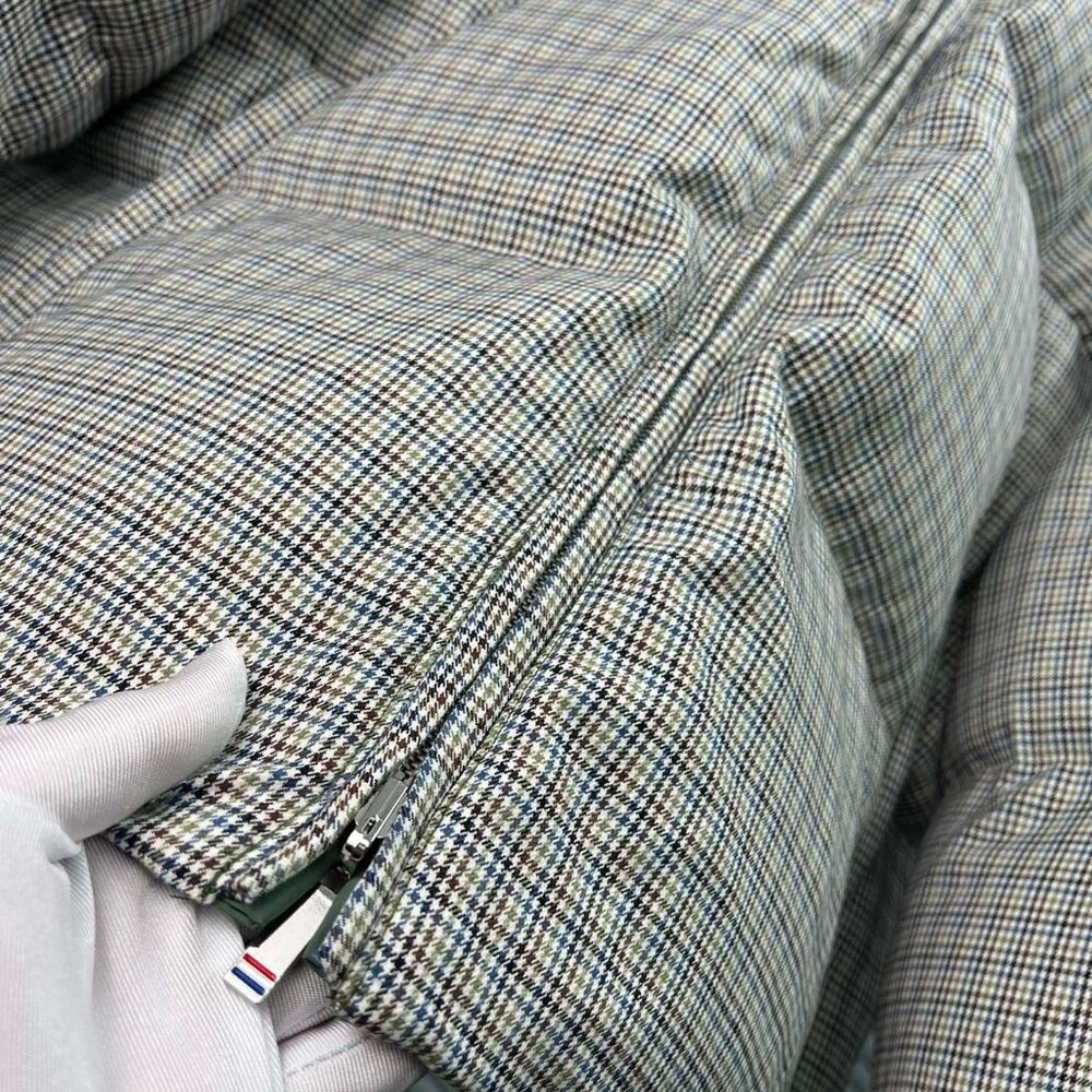 Thom Browne Reversible Quilted Houndstooth Down Jacket - Sage Green - Picture 8 of 9